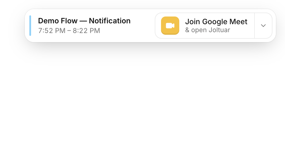 The popup appears shortly before the meeting