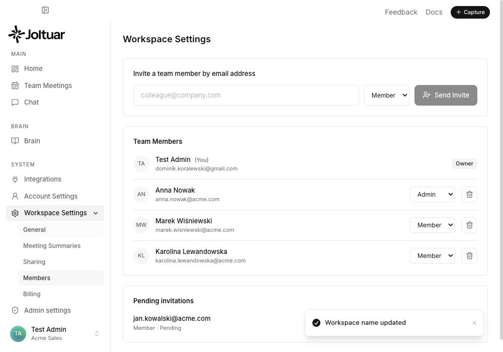 See who is in the workspace