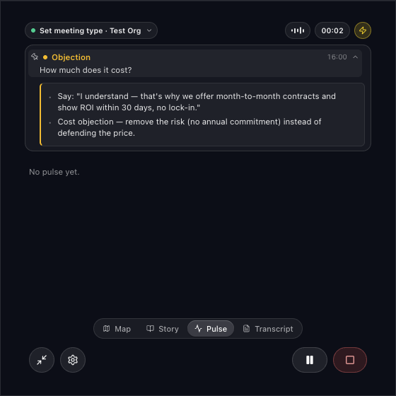 A Pulse suggestion shown as bullet points, one sentence per bullet