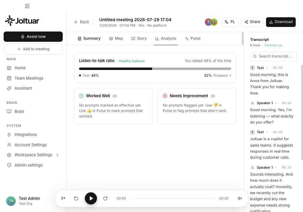 Talk-time analysis