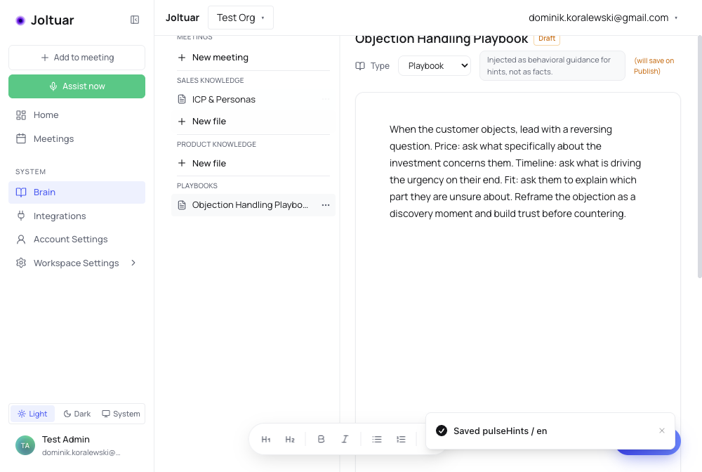 Set type to Playbook and author the content